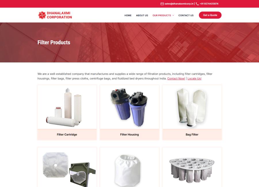 WordPress Website Design Project corporate site Dhanalaxmi Corporation India